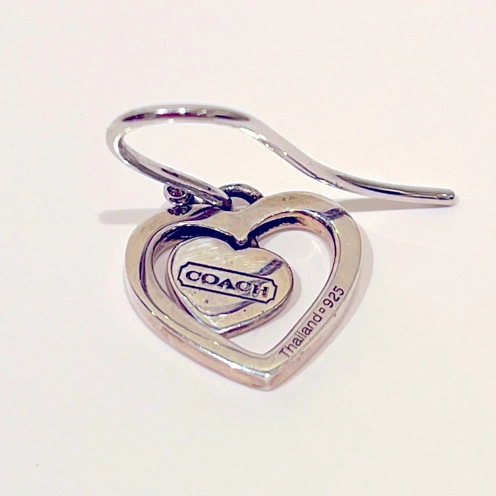 Coach Y2K VINTAGE Sterling Silver Heart Drop Earrings - Picture 6 of 8